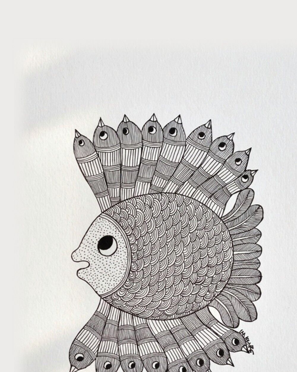 The hand-drawn Matsya original on archival paper.