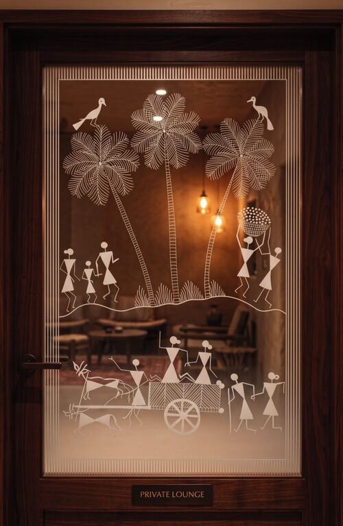 Visualization of Rekhā, Narrative Vignette: signature tea salons, tasting rooms and cultural entries.