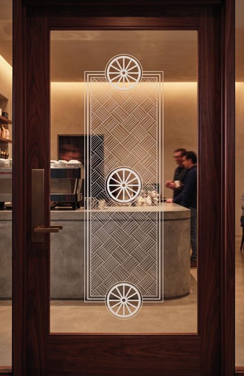 Visualization of Rekhā, Woven Cartouche and Wheel: specialty roasteries, sommelier suites and private booth dividers.